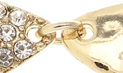 Shop Olivia Welles Mara Pavé Crystal Hammered Drop Earrings In Gold Metallic