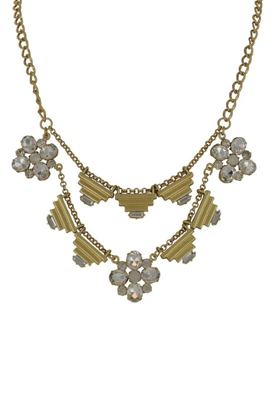 Shop Olivia Welles Deco Crystal Layered Necklace In Metallic