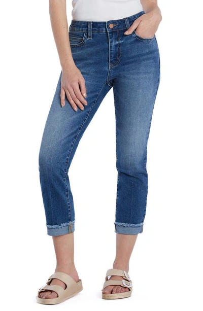 Hint Of Blu Brilliant High Waist Ankle Skinny Jeans In Smart Blue