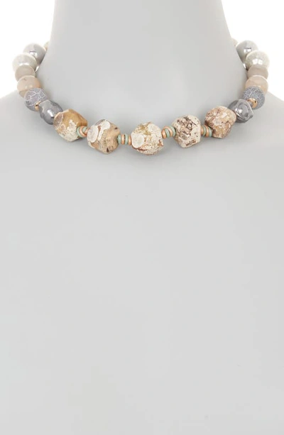 Shop Nakamol Chicago Amazonite & 12.5–13mm Grey Freshwater Pearl Beaded Necklace