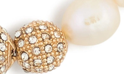 Shop Tasha Imitation Pearl & Crystal Beaded Bracelet In Gold Ivory