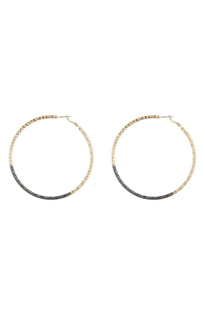 Shop Tasha Two-tone Textured Hoop Earrings In Gold Gn Metl