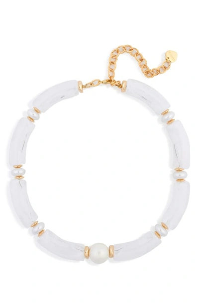Shop Nakamol Chicago Imitation Pearl Beaded Collar Necklace In White