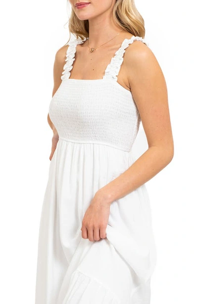 Shop August Sky Smocked Empire Waist Midi Dress In White