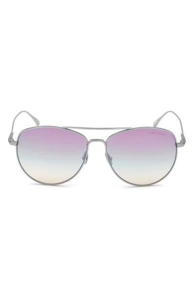 Shop Tom Ford Milla 59mm Gradient Aviator Sunglasses In Silver Violet