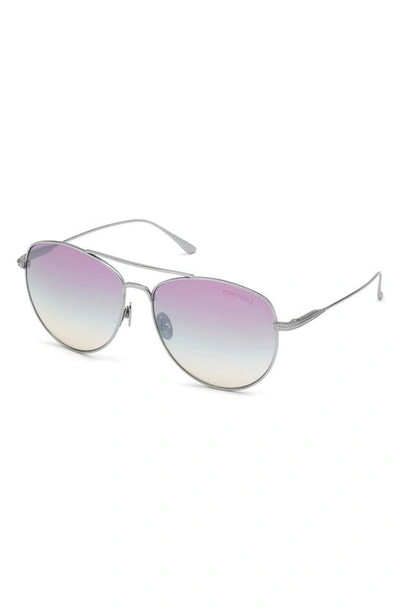 Shop Tom Ford Milla 59mm Gradient Aviator Sunglasses In Silver Violet