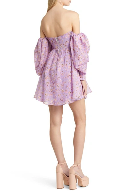 Bardot Lani Floral Off The Shoulder Minidress In Lilac Mist