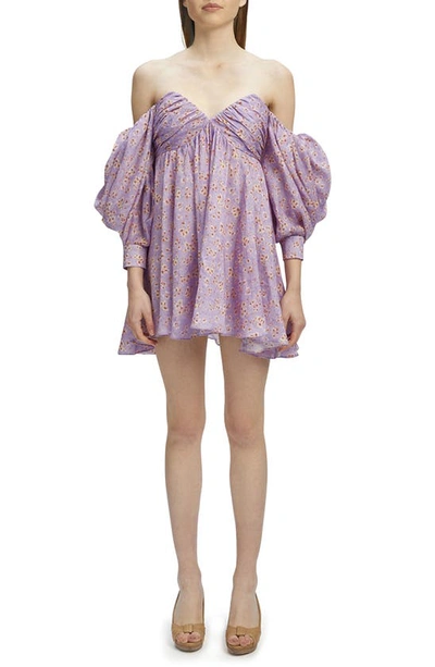Bardot Lani Floral Off The Shoulder Minidress In Lilac Mist