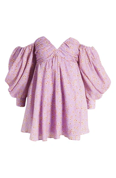 Bardot Lani Floral Off The Shoulder Minidress In Lilac Mist