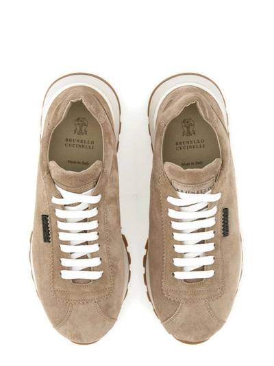 Shop Brunello Cucinelli Suede Runners In Beige