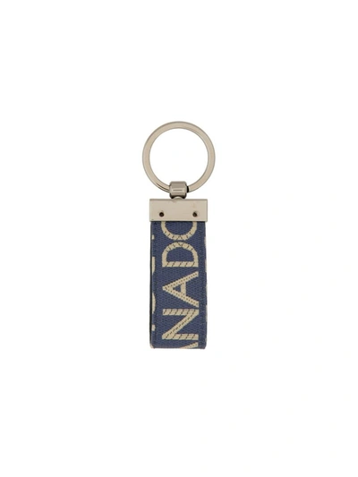 Shop Dolce & Gabbana Keychain With Logoed Label In Blue
