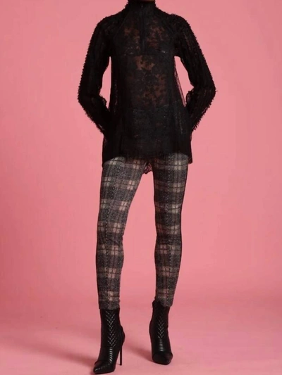 In Earnest Zip Neck Lace Tunic In Black In Black