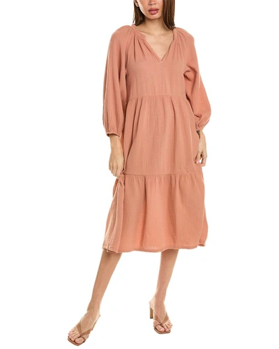 Shop Nation Ltd Imani Tiered Peasant Midi Dress In Pink