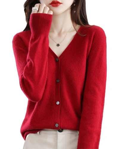 Shop Asne Wool Cardigan In Red