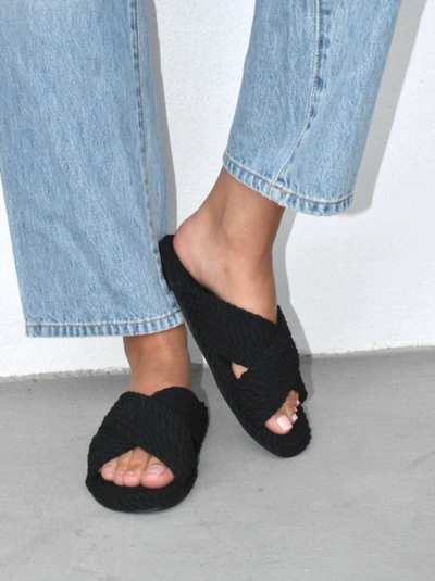 Salt + Umber Women's Rope Slide In Black In Black