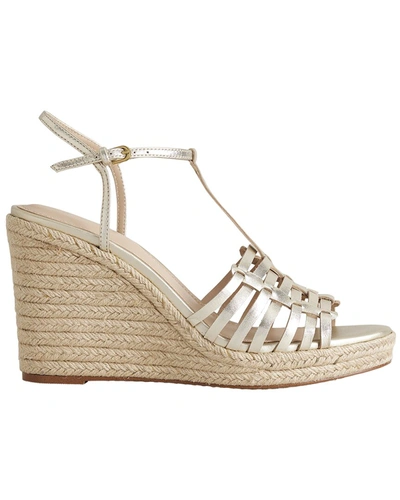 Shop Boden Strappy Leather Wedge Espadrille In Gold