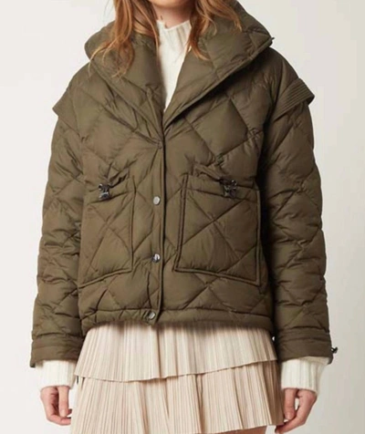 Shop Berenice Fin Shoulder Puffy Jacket In Army Green