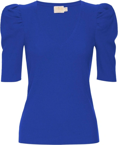 Shop Nation Ltd Women's Nancy Sweater Tee In Blue Suede In Multi