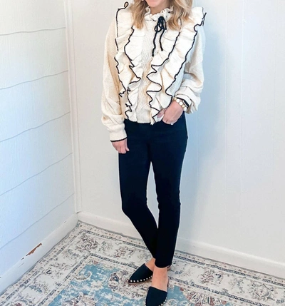 Stellah Tipping Ruffle Sweater In Cream In White