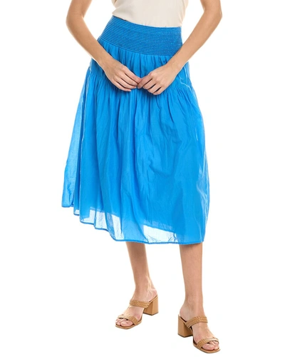 Shop Nation Ltd Yumi Smocked Tiered Midi Skirt In Blue