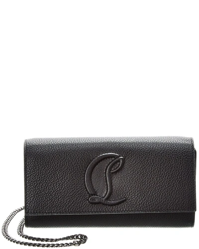 Shop Christian Louboutin By My Side Leather Wallet On Chain In Black