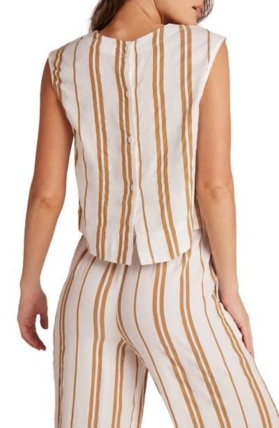 Bella Dahl Boxy Button Back Sleeveless Linen Blend Top In Redwood Stripe