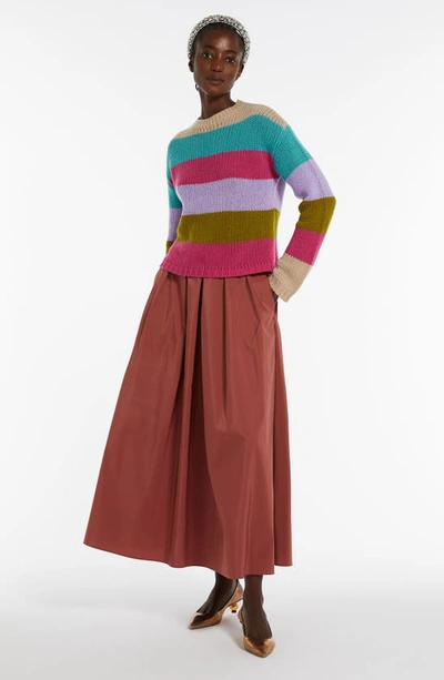 Shop Max Mara Palco Stripe Cashmere Crewneck Sweater In Pink Multicolour