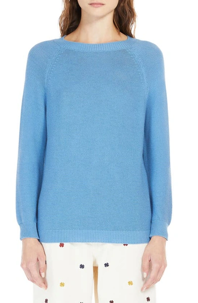 Shop Max Mara Linz Cotton Crewneck Sweater In Sky Blue