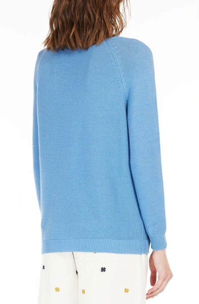 Shop Max Mara Linz Cotton Crewneck Sweater In Sky Blue