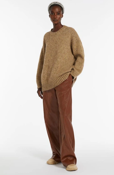 Shop Max Mara Antony Oversize Metallic Crewneck Sweater In Gold