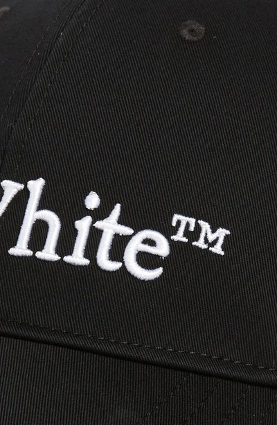 Shop Off-white Embroidered Logo Cotton Drill Adjustable Baseball Cap In Black White