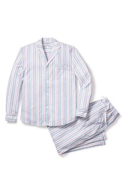 Shop Petite Plume Stripe Cotton Pajamas In Blue