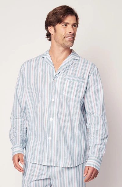 Shop Petite Plume Stripe Cotton Pajamas In Blue