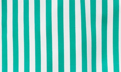 Petite Plume Stripe Mulberry Silk Pajamas In Green