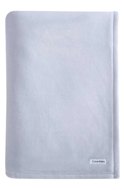 Shop Calvin Klein Core Plush Blanket In Blue