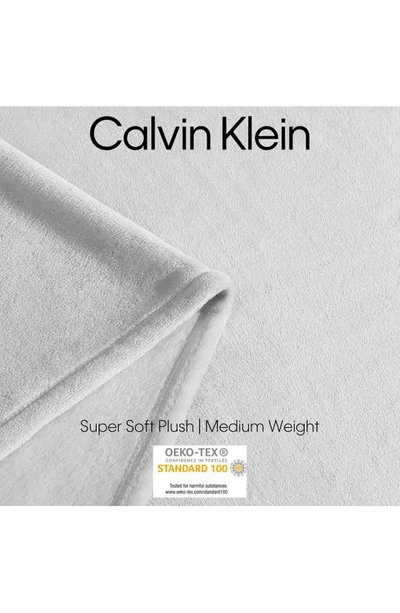 Shop Calvin Klein Core Plush Blanket In Grey