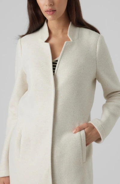 Shop Vero Moda Katrine Brushed Long Jacket In Oatmeal Detail Melan