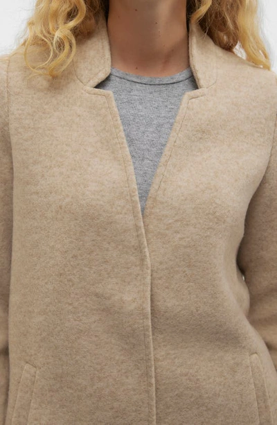 Shop Vero Moda Katrine Brushed Long Jacket In Silver Mink Detail M