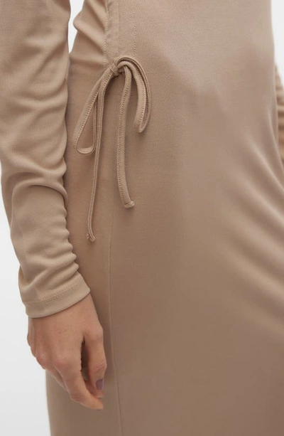 Shop Vero Moda Phine Long Sleeve Rib Jersey Dress In Silver Mink