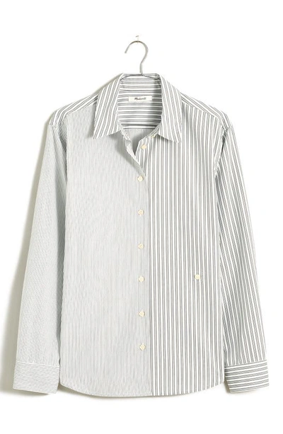 Shop Madewell With-a-twist Stripe Poplin Button-up Shirt In Eyelet White