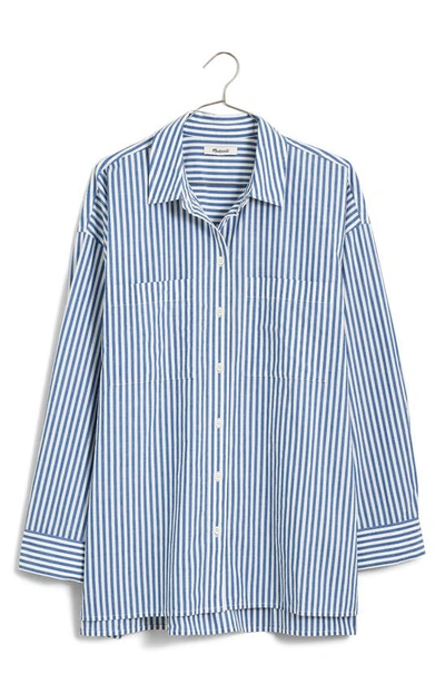 Shop Madewell The Oversize Straight Hem Signature Poplin Shirt In Pure Blue