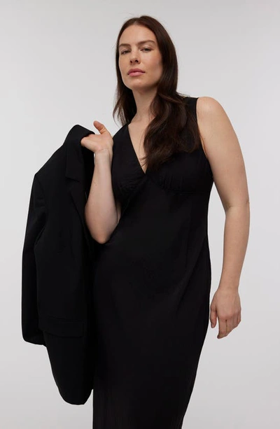 Madewell The Ariana Midi Dress In True Black