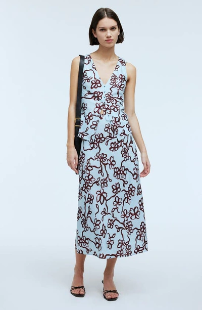 Madewell The Layton Floral Midi Slip Skirt In Gentle Wind