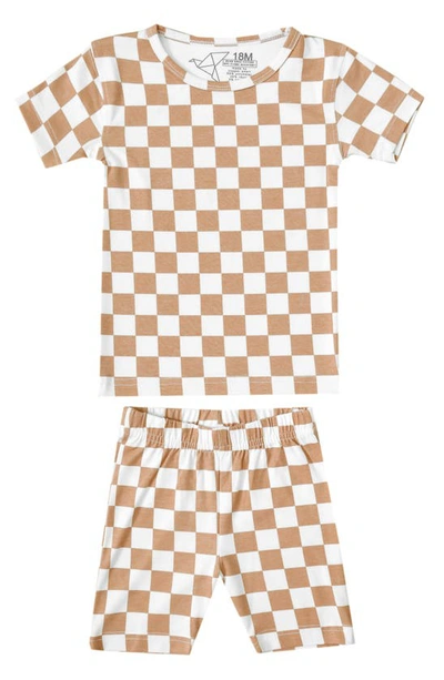 Copper Pearl Rad Fitted Two-piece Short Pajamas In Brown Overflow