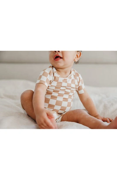 Copper Pearl Rad Fitted Two-piece Short Pajamas In Brown Overflow