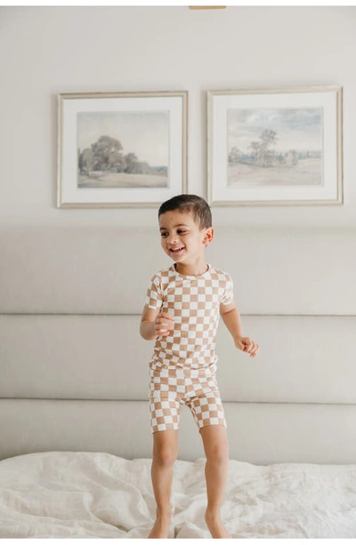 Copper Pearl Rad Fitted Two-piece Short Pajamas In Brown Overflow