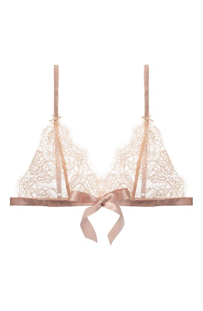 Von Follies By Dita Von Teese Fantacist Unlined Tie Front Bralette In Vintage Peach
