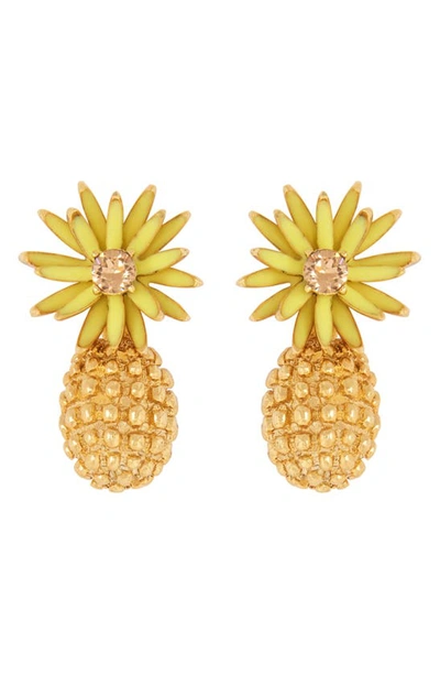 Shop Oscar De La Renta Flower Cactus Drop Earrings In Yellow