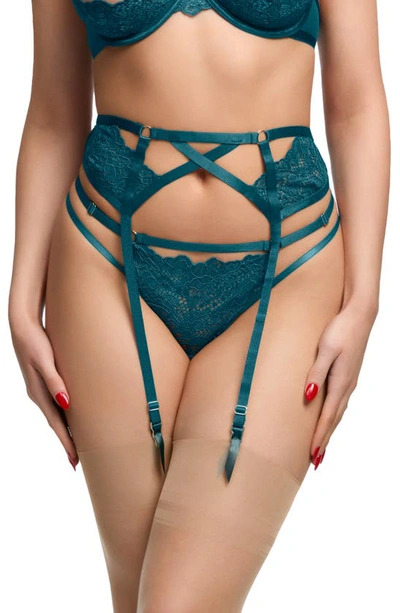 Shop Von Follies By Dita Von Teese Mad Xxx Suspender Belt In Shady Spruce