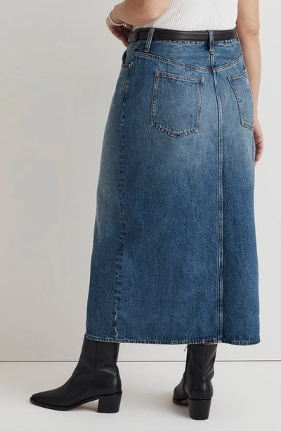 Shop Madewell Mid Rise Denim Maxi Skirt In Pratt Wash